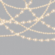 Christmas lights isolated on transparent background. Christmas glowing garlands