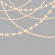 Christmas lights isolated on transparent background. Christmas glowing garlands