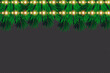 Christmas lights isolated on transparent background. Christmas glowing garlands on a green tree ..