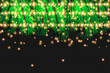 Christmas lights isolated on transparent background. Christmas glowing garlands on a green tree ..