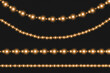 Christmas lights isolated on dark background. Christmas glowing garlands
