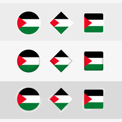 Sticker - Palestine flag icons set, vector flag of Palestine.