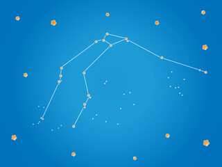 Wall Mural - Aquarius Constellation stars in outer space. Zodiac Sign Aquarius constellation lines. Vector illustration.