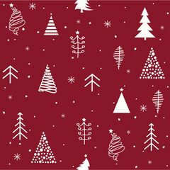 Sticker - Winter forest. Christmas seamless pattern