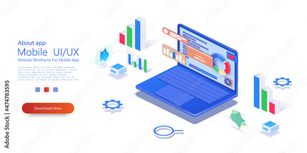 3d Application of laptop with business graph and analytics data on ...