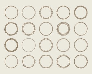 Poster - Large set of decorative ornament borders. Elegant abstract round patterned borders. Set of circular vintage frames. Vector.