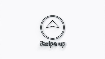 Poster - Line Swipe up animation button. Application and social network icons, swipe up for advertising. Social media scroll arrows. 4K video animation with alpha channel