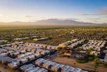 Scenic View Of Green Valley Arizona At Sunrise With Mountain Views.