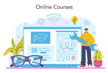 Poster - UX and UI designer online service or platform. User interface design