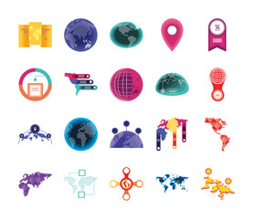 Wall Mural - icons infographic global world