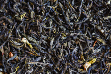 Wall Mural - Chinese dry tea background, jasmine tea dried for brew tea, leaf black tea