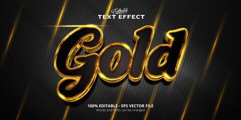 Wall Mural - Editable Gold text effect, Black Background;