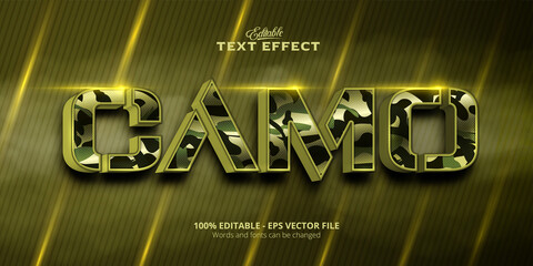 Wall Mural - Editable Camo text effect, Green Background;