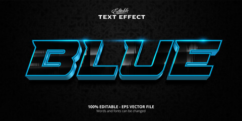 Wall Mural - Editable Blue text effect, Black Background;