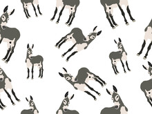 Donkey In A Seamless Background Pattern.