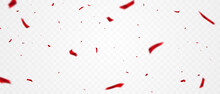 Template For Celebration Background With Confetti And Red Ribbon.