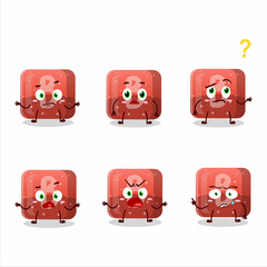 Poster - Cartoon character of red gummy candy B with what expression