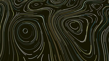 Poster - Topographic map of neon lines. Motion. Slowly moving colored lines in stream creating ornament with curved ovals. Topographic retro ornament with neon lines in stream