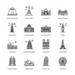 World Landmarks Outline Icons - Stroked, Vectors