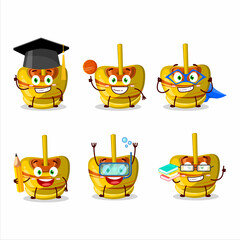 Poster - School student of yellow sugar candy cartoon character with various expressions