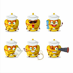 Sticker - A character image design of yellow sugar candy as a ship captain with binocular