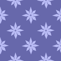 Wall Mural - Vector flat simplified Christmas illustration with purple (very peri) anise star. Minimalistic concept with isolated hand drawn geometric shape on white background