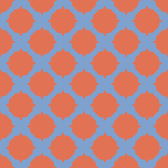 Poster - Orange and blue silhouette flower pattern seamless repeat print background