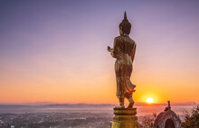 Buddha Statue In The Morning At Nan Province, Thailand.