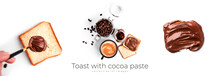 Cocoa Paste In Spoon Isolated On A White Background. Chocolate Paste.