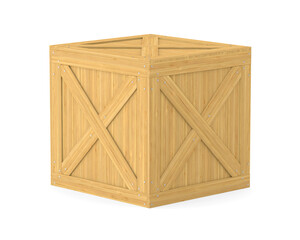 Wall Mural - closed wooden cargo boxes on white background. Isolated 3D illustration