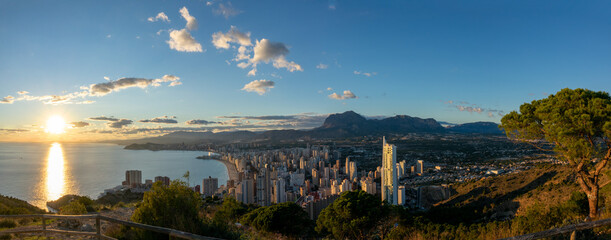 Sticker - Beach of Benidorm city during sunset in Spain