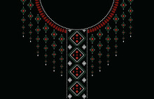 Geometric Ethnic Pattern Neck Embroidery Style, Necklace, Neckline Design For Background Or Wallpaper And Clothing,batik,fabric,oriental Ikat.