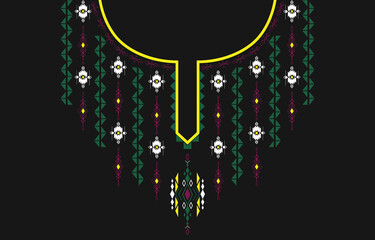 Sticker - geometric ethnic pattern neck embroidery style, necklace, neckline design for background or wallpaper and clothing,batik,fabric,oriental ikat.