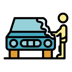 Poster - washing car icon. outline washing car vector icon color flat isolated