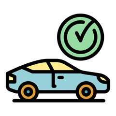 Poster - Done car icon. Outline done car vector icon color flat isolated