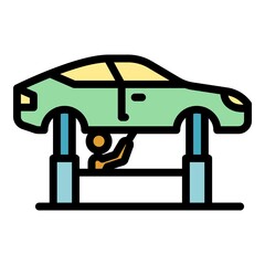 Poster - repair service car icon. outline repair service car vector icon color flat isolated