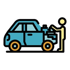 Poster - Car mechanic icon. Outline car mechanic vector icon color flat isolated