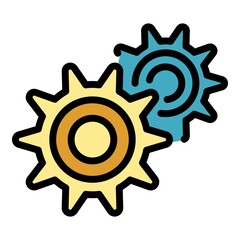 Poster - Gear car icon. Outline gear car vector icon color flat isolated