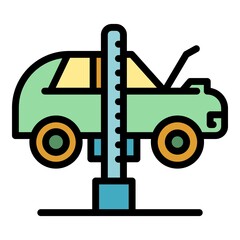 Poster - Repair fix caricon. Outline repair fix carvector icon color flat isolated