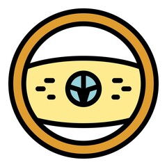 Poster - Steering wheel icon. Outline steering wheel vector icon color flat isolated