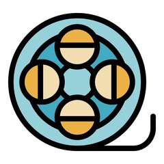 Poster - Video reel icon. Outline video reel vector icon color flat isolated