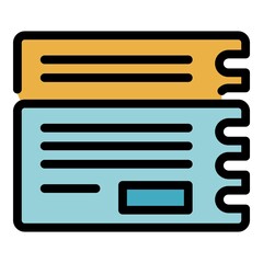 Poster - Cinema tickets icon. Outline cinema tickets vector icon color flat isolated