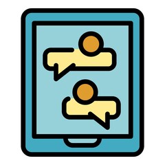 Poster - Tablet acquaintance icon. Outline tablet acquaintance vector icon color flat isolated