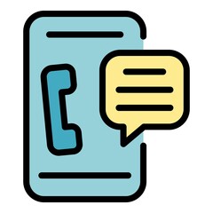 Poster - Love phone call icon. Outline love phone call vector icon color flat isolated