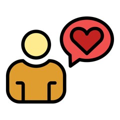 Sticker - Love idea icon. Outline love idea vector icon color flat isolated