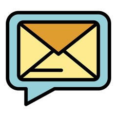 Poster - Love chat envelope icon. Outline love chat envelope vector icon color flat isolated