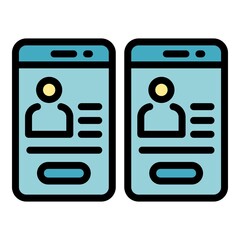 Poster - Acquaintance phone profile icon. Outline acquaintance phone profile vector icon color flat isolated