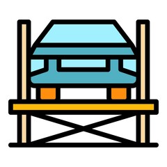 Poster - Car repair service icon. Outline car repair service vector icon color flat isolated