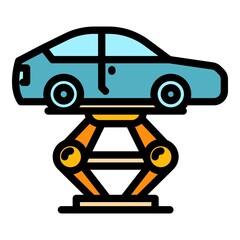 Poster - Car jack icon. Outline car jack vector icon color flat isolated