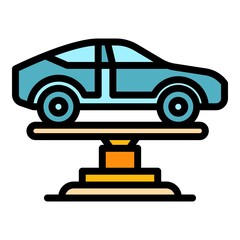 Poster - wheel car lift icon. outline wheel car lift vector icon color flat isolated